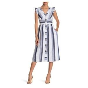 J Crew- Point Sur- Linen Striped A Line Dress- size 12